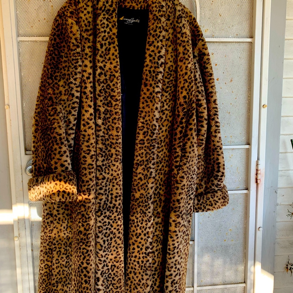 Full length faux fur coat
